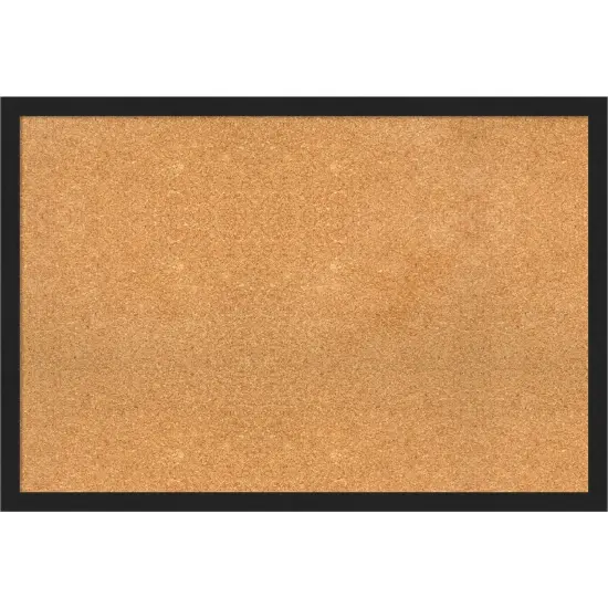 Grace Narrow Framed Corkboard, Natural Cork Metallic Black {1}