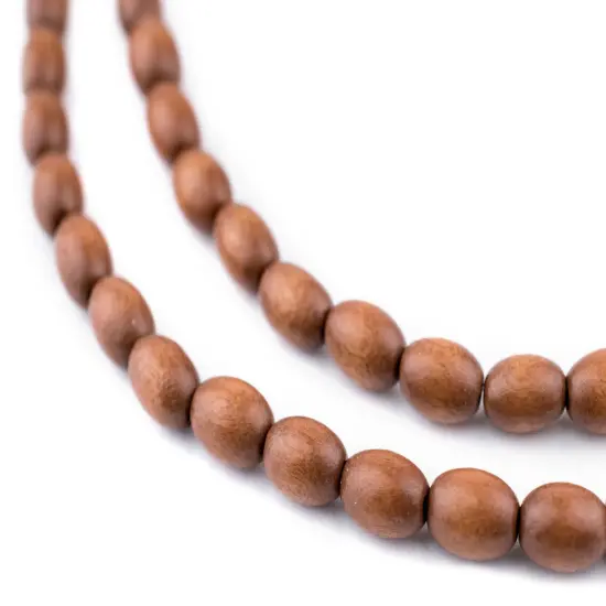 The Bead Chest Light Brown Oval Natural Wood Beads (9x6mm): Organic Eco-Friendly Wooden Bead Strand for DIY Jewelry, Crafts, Necklace and Bracelet Making {1}