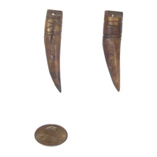The Bead Chest Brown Kenya Bone Tooth Pendant (Set of 2) {2}