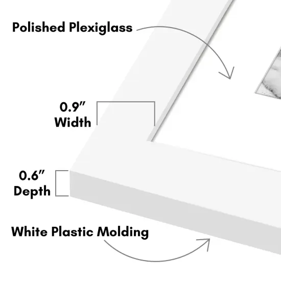 Americanflat Picture Frame Set with Mat - Set of 5 - Photo Frame Set of Five for Wall Display - Plexiglass Cover - Hanging Hardware {3}