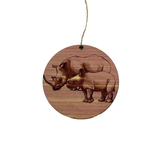 Rhino and Baby - Cedar Ornament {4}