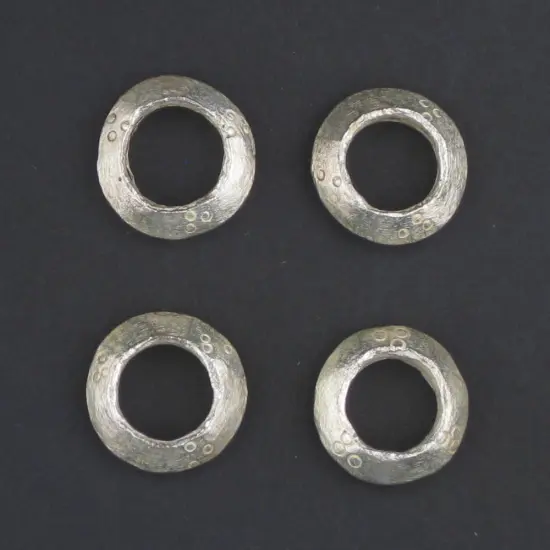 The Bead Chest Silver Ethiopian Wollo Rings (18mm) (Set of 4): Genuine Ethiopian Metal Ring Beads for DIY Jewelry {3}