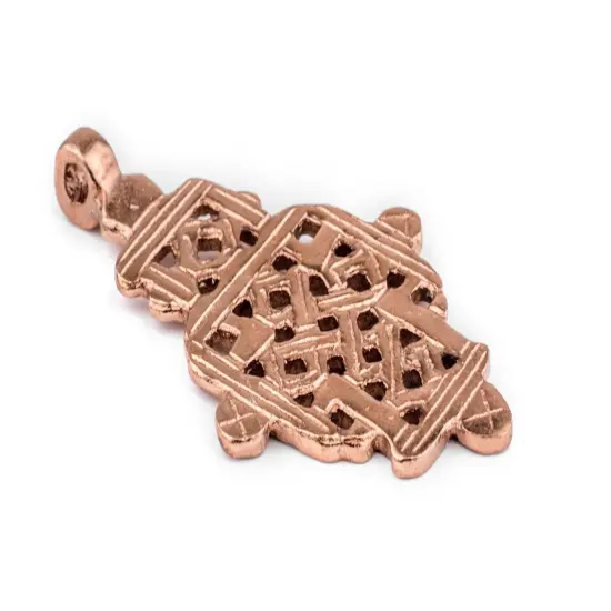 Copper Coptic Cross Pendant (63x36mm): Authentic Ethiopian East African Design for Jewelry & Necklace Making {3}
