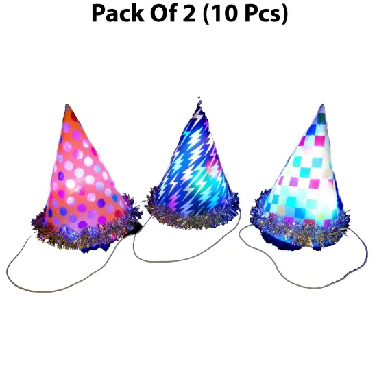 Flashing Party Hat | Assorted Designs 8 inches tall by 7 inches wide | RAHEEV&reg; {1}
