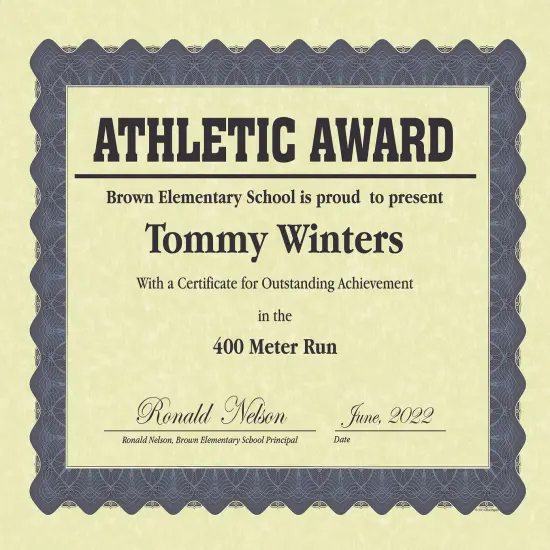 Great Papers! Parchment Certificates with Metallic Border, Blue Border, 8.5" x 11", Printer Compatible, 100 Count {3}