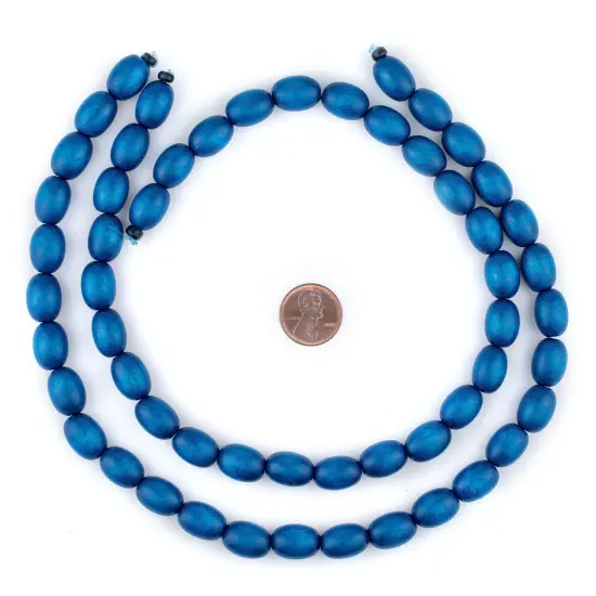 The Bead Chest Azul Blue Oval Natural Wood Beads (15x10mm): Organic Eco-Friendly Wooden Bead Strand for DIY Jewelry, Crafts, Necklace and Bracelet Making {2}