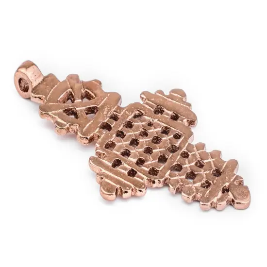 Copper Coptic Cross Pendant (86x47mm): Authentic Ethiopian East African Design for Jewelry & Necklace Making {3}
