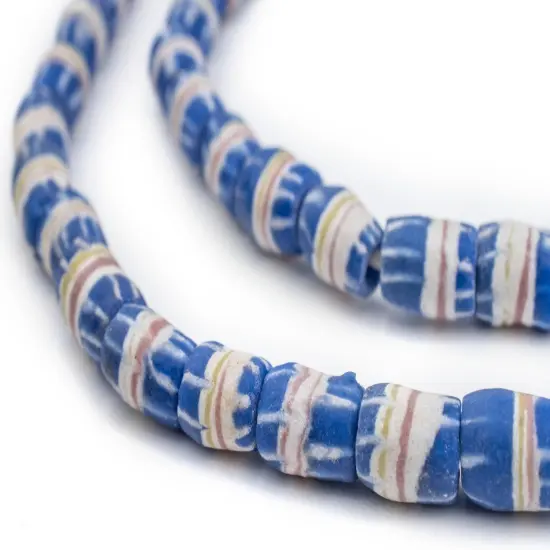 The Bead Chest Cobalt Blue Strawstack Sandcast Beads {1}