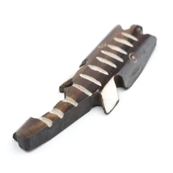 The Bead Chest Elephant Head Batik Bone Pendant 20mm Kenya African Brown Handmade {4}