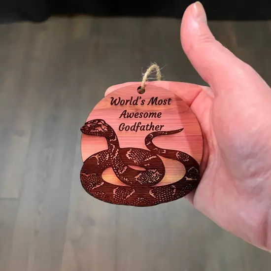 Worlds Most Awesome Godfather Snake - Cedar Ornament {4}