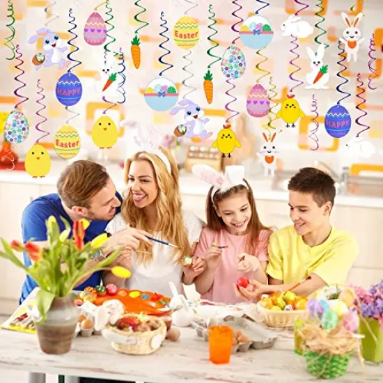 Easter Hanging Swirl Decorations - Pack of 36 | Easter Decorations - Easter Egg Bunny Hanging Swirl Foil Decorations for Home Office School - Easter Party Ornaments Favors Supplies {3}
