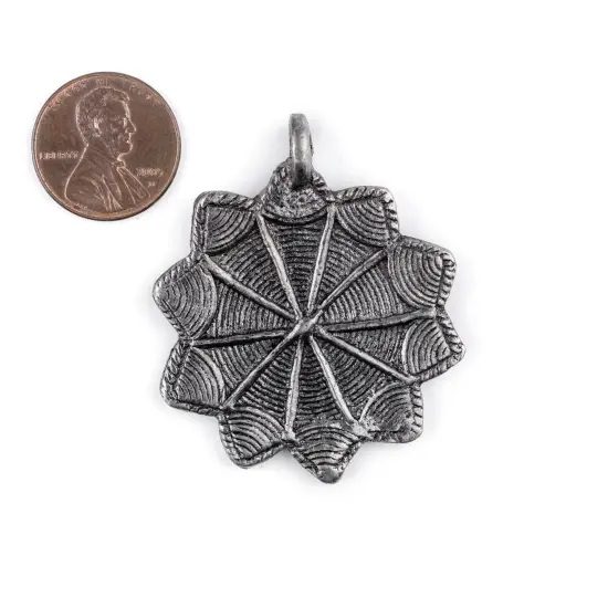 The Bead Chest Silver 10-Point Baule Star Pendant (41x47mm): African Tribal Metal Pendant for DIY Jewelry and Necklace {2}