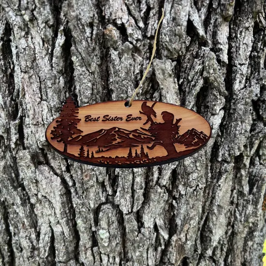 Best Sister Ever Eagle Nest - Cedar Ornament {2}