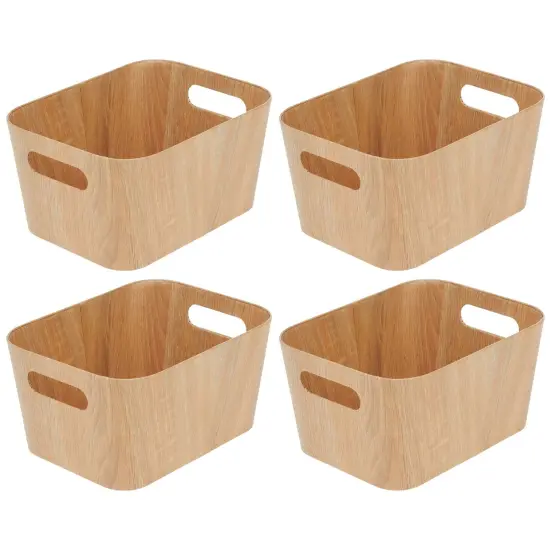 mDesign Wood Print Kitchen Food Storage Organizer Bin - 4 Pack {4}
