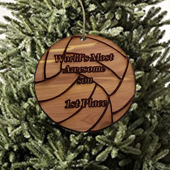 Volleyball 1st Place Worlds most awesome Son - Cedar Ornament {2}