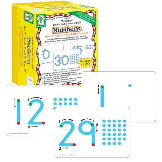 Key Education Textured Touch and Trace Math Flash Cards, Numbers 0 Through 30 Tracing Pad Flashcards for Toddlers, Preschool and Kindergarten Learning Activities {1}