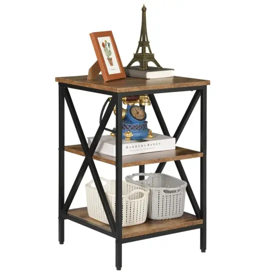 Versatile Side/End Table with Storage Shelf Nightstands for Living Room Bedroom {3}