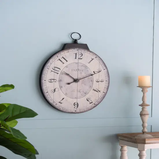 18" x 29" Antique White Oval Wall Clock, Traditional Vintage Home Decor Clock {3}