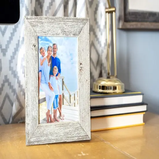 Rustic Farmhouse Standard Tabletop Reclaimed Wood Picture Frame White {6}