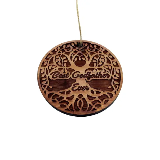 Best Godfather Ever Celtic Tree of Life - Cedar Ornament {1}
