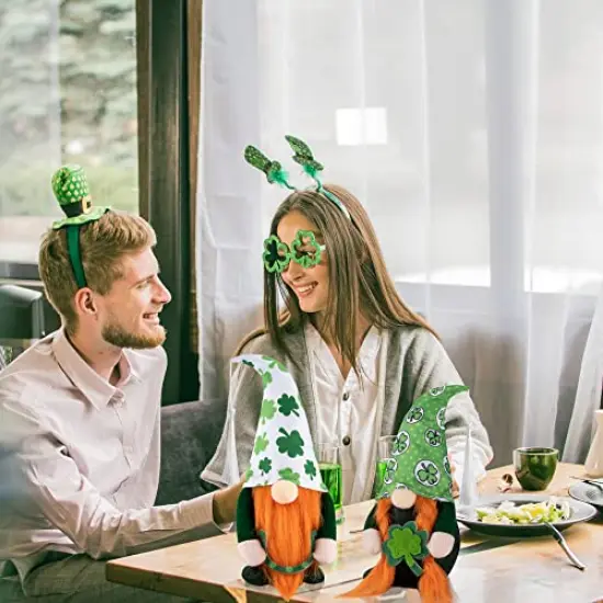 2 Pieces St. Patrick's Day Gnomes Decorations- Irish Leprechaun Plush Dolls Handmade Swedish Tomte for Home Table Ornament {3}