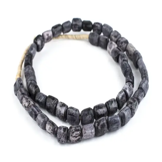 The Bead Chest Dark Grey Kenya Bone Beads Small 12mm African Cylinder Large Hole 28 Inch Strand Handmade {3}