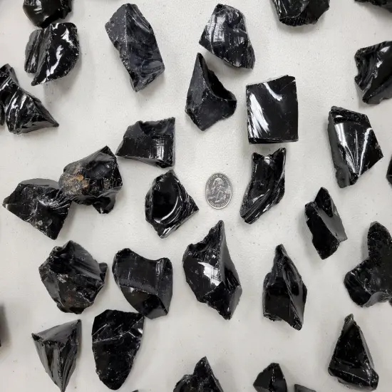 Black Obsidian Stone Chunks - Bulk Raw Crystals {3}