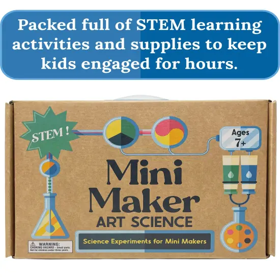 Carson Dellosa 29pc Mini Maker Art Science Kit, Crafts, Tiny Experiments, Stickers, Activity Book, Mini Journal, Name Tag, and More School Supplies, STEM Activities for Kids Grade 2 and Up {2}