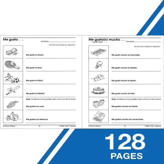 Carson Dellosa The 100 Series Spanish Workbook, Vocabulary, Common Phrases, Culture, Sentence Building Skills, and More, Middle and High School Classroom or Homeschool Curriculum {4}