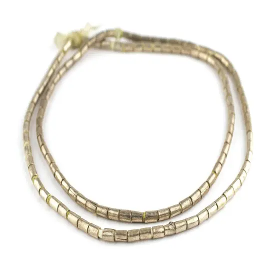 The Bead Chest Ethiopian Silver Tube Beads (4mm): Full Strand of African Metal Spacers for DIY Jewelry Making {3}