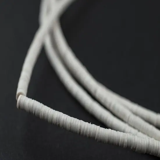 The Bead Chest African Vinyl Beads, Ghana Vulcanite Crafts Supplies for DIY Jewelry Making, Necklaces, Bracelets (3mm, White) {1}