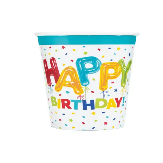 Happy Balloon Birthday 9oz Paper Cups, 8ct {1}