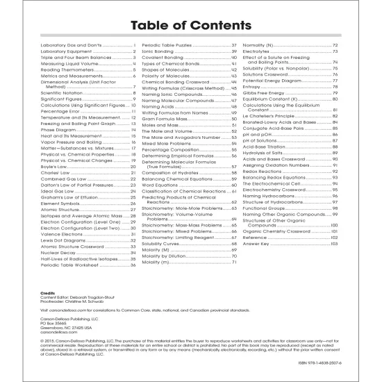 Carson Dellosa The 100 Series Chemistry Workbook, Science Book for Grades 9-12, Periodic Table, Atomic Structure, Scientific Notation, and More, Classroom or Homeschool Curriculum {3}