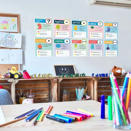 Carson Dellosa 12-Piece Punctuation Posters, 8.5" x 11" Grammar Wall Decor for ELA Classroom and Office Decorations, English Language Arts Teacher Supplies {4}