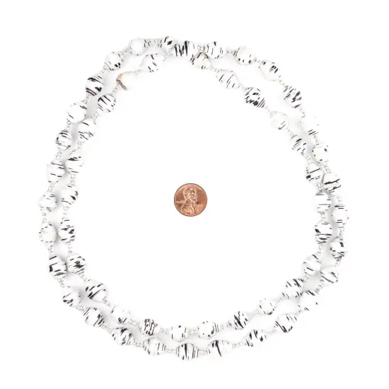 The Bead Chest Recycled Paper Bead Necklace from Uganda - Fair Trade African Jewelry (White & Black) {2}