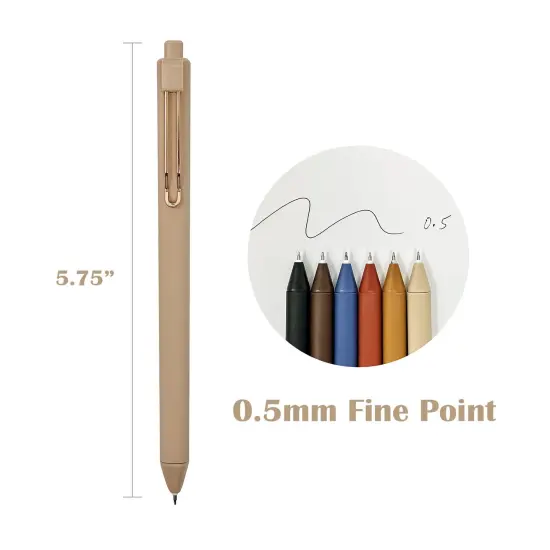 Wrapables Retractable Black Ink Gel Pens, 0.5mm Fine Point, Stationery Supplies for Home Office School (Set of 6), Bold {2}