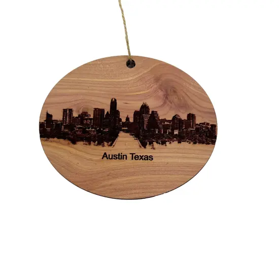 Austin TX Skyline - Cedar Ornament {1}
