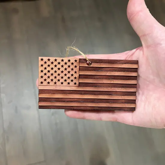 American Flag - Cedar Ornament {3}
