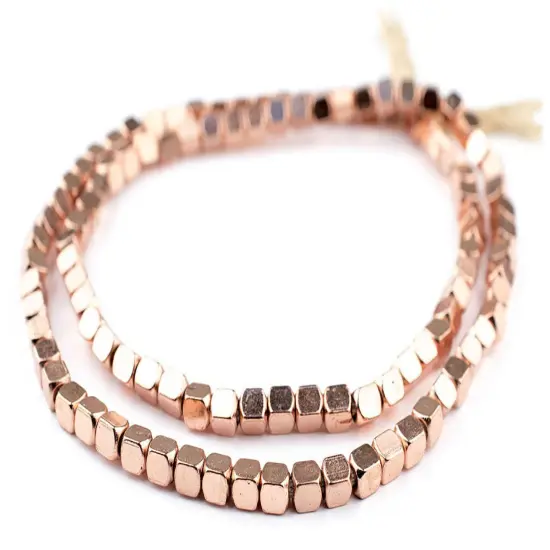 The Bead Chest Copper Cube Beads 5mm Large Hole 24 Inch Strand {3}