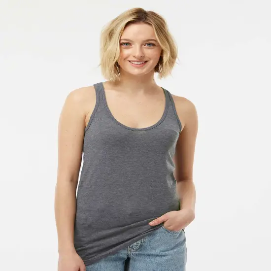 Tultex&reg; Women's Poly-Rich Racerback Tank Top - 190 Heather charcoal {3}