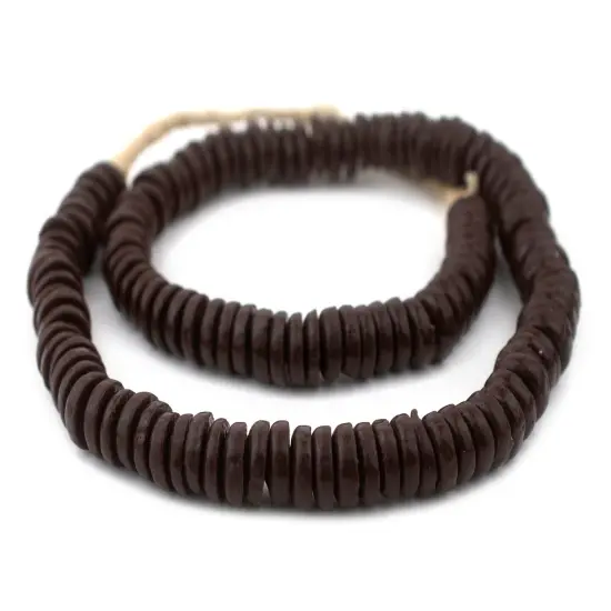 The Bead Chest Brown Ashanti Glass Disk Beads (14mm) {3}