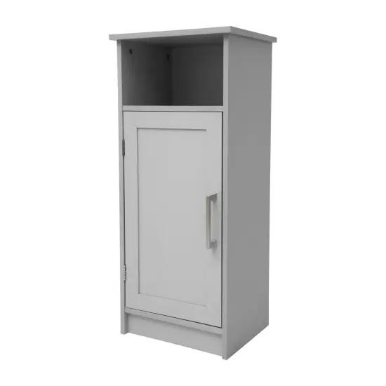 Merrick Lane Vigo Bathroom Storage Cabinet with Adjustable Cabinet Shelf, Upper Open Shelf, and Magnetic Closure Door Gray {1}
