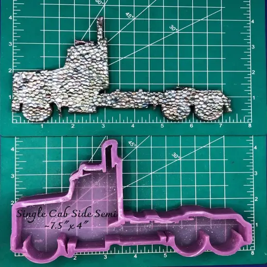 Side Semi - Single Cab - Silicone Freshie Mold {1}