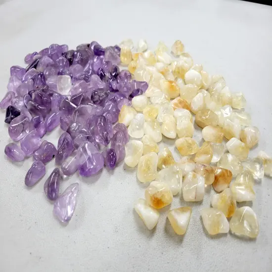 Amethyst & Citrine Tumbled Crystals Combo Pendant Size {6}