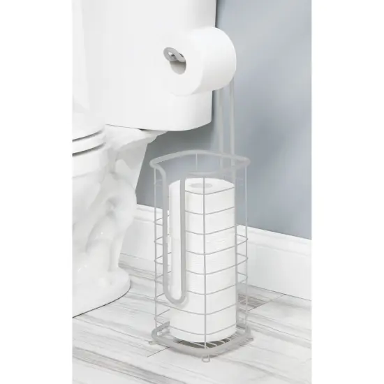 mDesign Steel Freestanding Toilet Paper Holder Stand and Dispenser {2}