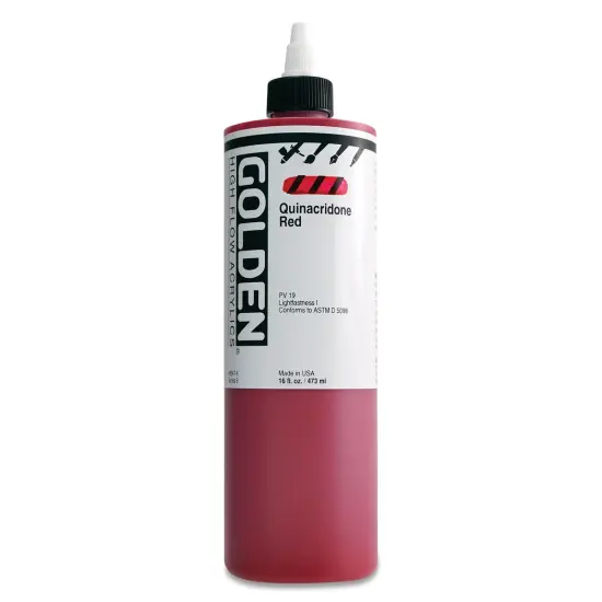 Golden High Flow Acrylics - Quinacridone Red, 16 oz bottle {1}