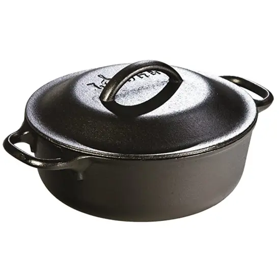 Lodge Cast Iron Serving Pot, 2 quarts, Non Stick, Black with Lid and Handles {7}