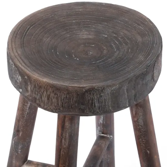 Antique Round Wooden Chair Log Cabin Stools Set of 2 {5}