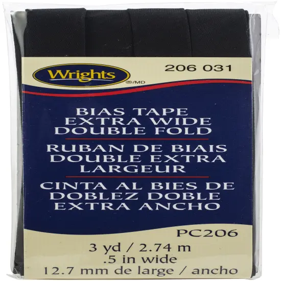 Multipack of 24 - Wrights Double Fold Bias Tape .5"X3yd-Black {2}