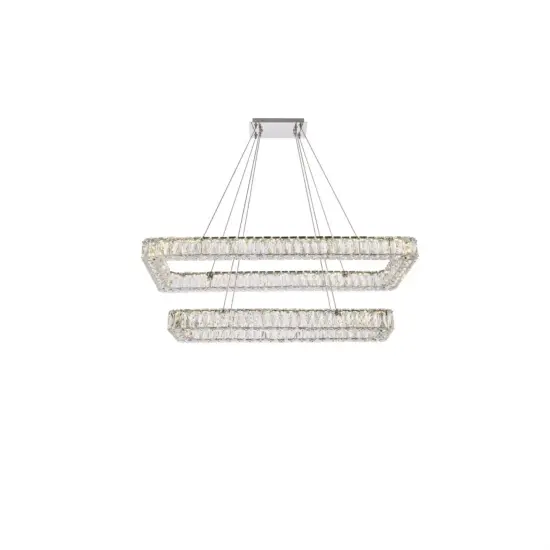 Monroe 42 inch LED double rectangle pendant in chrome {1}